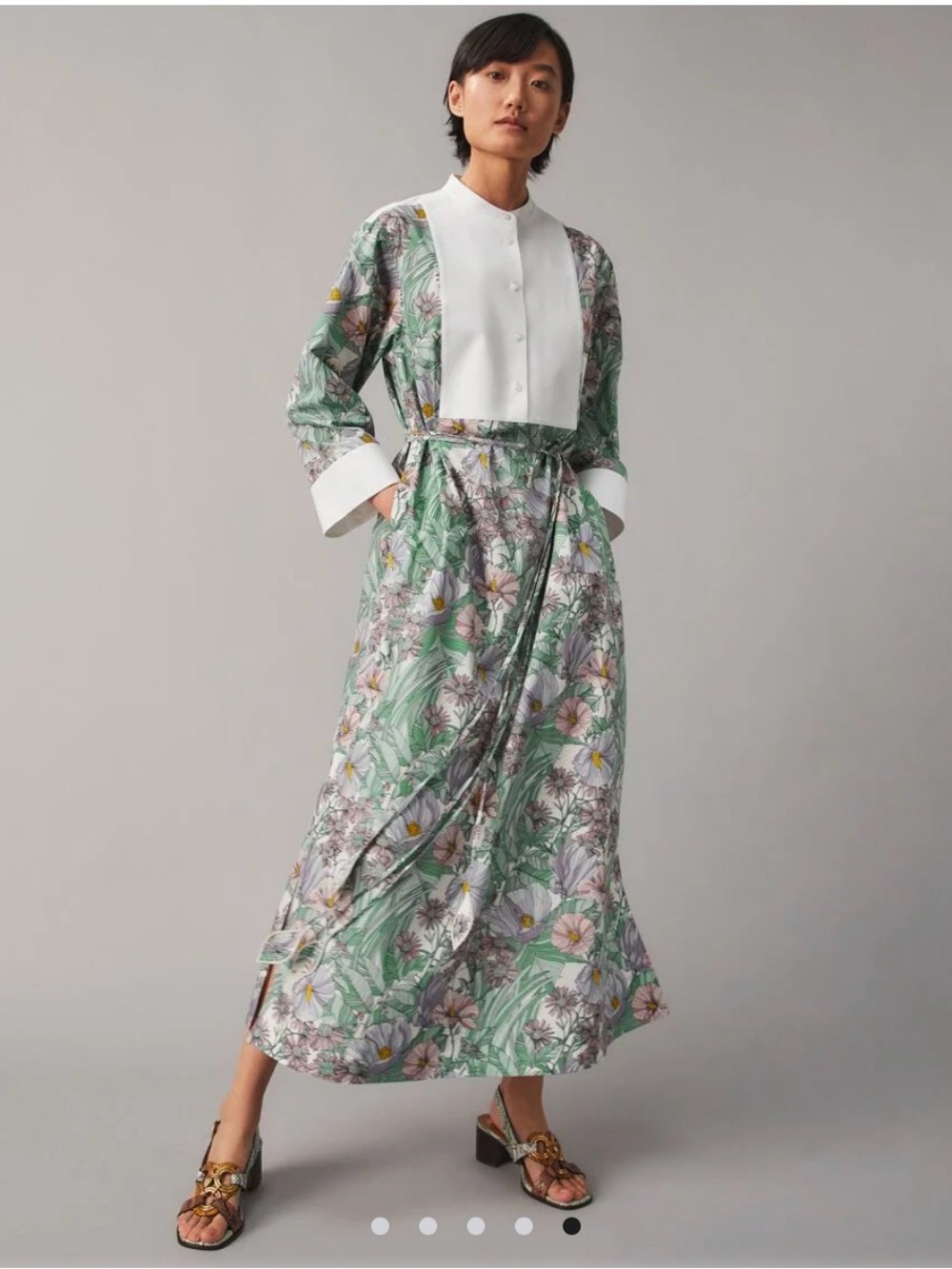 Tory Burch Floral Maxi Dress in Green, Pink, White